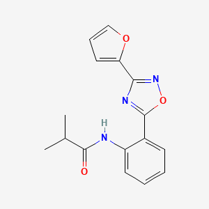 molecular formula C16H15N3O3 B4496382 N-{2-[3-(2-furyl)-1,2,4-oxadiazol-5-yl]phenyl}-2-methylpropanamide 