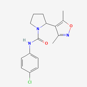 molecular formula C16H18ClN3O2 B4496497 N-(4-chlorophenyl)-2-(3,5-dimethyl-1,2-oxazol-4-yl)pyrrolidine-1-carboxamide 