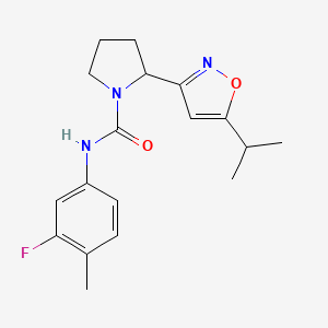 N-(3-Fluoro-4-methylphenyl)-2-[5-(propan-2-YL)-1,2-oxazol-3-YL]pyrrolidine-1-carboxamide