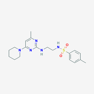 molecular formula C19H27N5O2S B4496534 4-methyl-N-(2-{[4-methyl-6-(1-piperidinyl)-2-pyrimidinyl]amino}ethyl)benzenesulfonamide 