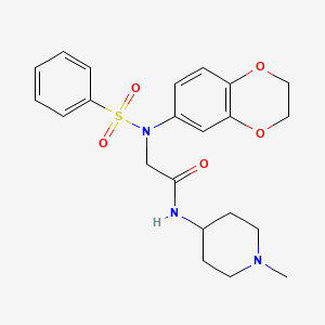 molecular formula C22H27N3O5S B4496660 N~2~-(2,3-dihydro-1,4-benzodioxin-6-yl)-N~1~-(1-methyl-4-piperidinyl)-N~2~-(phenylsulfonyl)glycinamide 