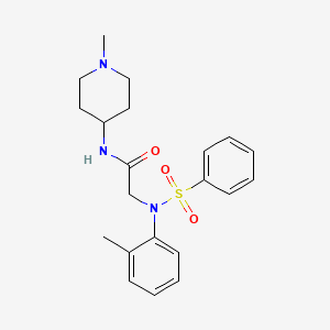 molecular formula C21H27N3O3S B4496799 N~2~-(2-methylphenyl)-N~1~-(1-methyl-4-piperidinyl)-N~2~-(phenylsulfonyl)glycinamide 