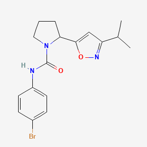 molecular formula C17H20BrN3O2 B4496847 N-(4-Bromophenyl)-2-[3-(propan-2-YL)-1,2-oxazol-5-YL]pyrrolidine-1-carboxamide 