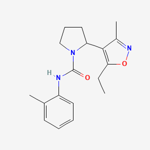 molecular formula C18H23N3O2 B4496849 2-(5-ethyl-3-methyl-1,2-oxazol-4-yl)-N-(2-methylphenyl)pyrrolidine-1-carboxamide 