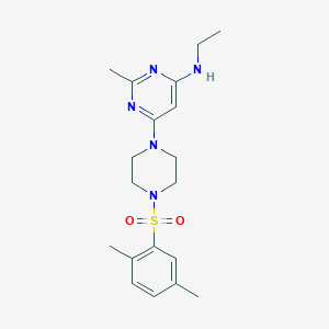 molecular formula C19H27N5O2S B4496877 6-{4-[(2,5-dimethylphenyl)sulfonyl]-1-piperazinyl}-N-ethyl-2-methyl-4-pyrimidinamine 