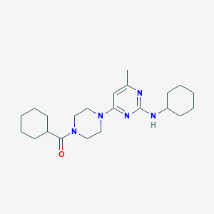 molecular formula C22H35N5O B4496890 N-cyclohexyl-4-[4-(cyclohexylcarbonyl)-1-piperazinyl]-6-methyl-2-pyrimidinamine 