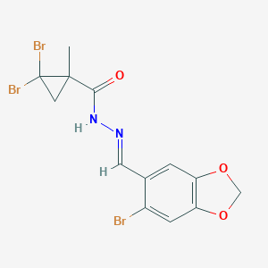 molecular formula C13H11Br3N2O3 B449690 2,2-dibromo-N'-[(6-bromo-1,3-benzodioxol-5-yl)methylene]-1-methylcyclopropanecarbohydrazide 