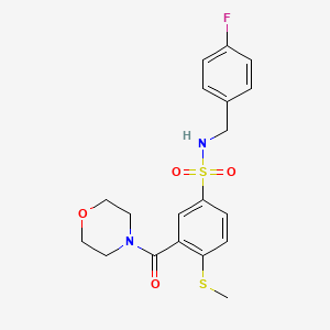 molecular formula C19H21FN2O4S2 B4496934 N-(4-fluorobenzyl)-4-(methylthio)-3-(4-morpholinylcarbonyl)benzenesulfonamide 