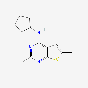 molecular formula C14H19N3S B4496942 N-cyclopentyl-2-ethyl-6-methylthieno[2,3-d]pyrimidin-4-amine 