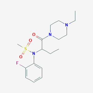 molecular formula C17H26FN3O3S B4496958 N-[1-(4-ethylpiperazin-1-yl)-1-oxobutan-2-yl]-N-(2-fluorophenyl)methanesulfonamide 