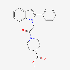 molecular formula C22H22N2O3 B4496981 1-[2-(2-phenyl-1H-indol-1-yl)acetyl]piperidine-4-carboxylic acid 