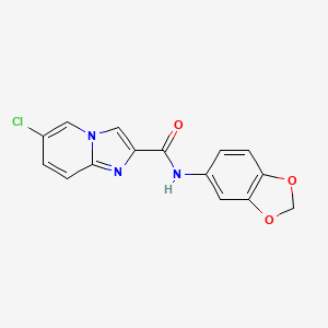 molecular formula C15H10ClN3O3 B4496999 N-(1,3-benzodioxol-5-yl)-6-chloroimidazo[1,2-a]pyridine-2-carboxamide 