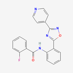 molecular formula C20H13FN4O2 B4497033 2-fluoro-N-{2-[3-(4-pyridinyl)-1,2,4-oxadiazol-5-yl]phenyl}benzamide 