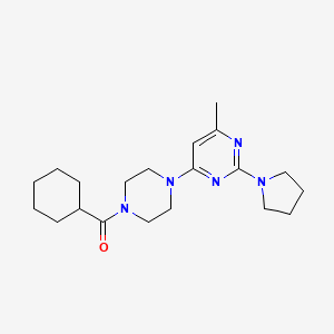 molecular formula C20H31N5O B4497044 4-[4-(cyclohexylcarbonyl)-1-piperazinyl]-6-methyl-2-(1-pyrrolidinyl)pyrimidine 