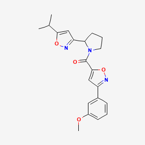 molecular formula C21H23N3O4 B4497059 3-{1-[3-(3-Methoxyphenyl)-1,2-oxazole-5-carbonyl]pyrrolidin-2-YL}-5-(propan-2-YL)-1,2-oxazole 