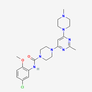 molecular formula C22H30ClN7O2 B4497071 N-(5-chloro-2-methoxyphenyl)-4-[2-methyl-6-(4-methyl-1-piperazinyl)-4-pyrimidinyl]-1-piperazinecarboxamide 