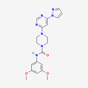 molecular formula C20H23N7O3 B4497076 N-(3,5-dimethoxyphenyl)-4-[6-(1H-pyrazol-1-yl)-4-pyrimidinyl]-1-piperazinecarboxamide 