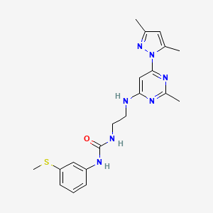 molecular formula C20H25N7OS B4497086 N-(2-{[6-(3,5-dimethyl-1H-pyrazol-1-yl)-2-methyl-4-pyrimidinyl]amino}ethyl)-N'-[3-(methylthio)phenyl]urea 