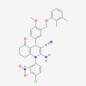 2-Amino-1-(4-chloro-2-nitrophenyl)-4-{3-[(2,3-dimethylphenoxy)methyl]-4-methoxyphenyl}-5-oxo-1,4,5,6,7,8-hexahydroquinoline-3-carbonitrile