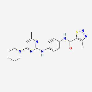 molecular formula C20H23N7OS B4497100 4-methyl-N-(4-{[4-methyl-6-(1-piperidinyl)-2-pyrimidinyl]amino}phenyl)-1,2,3-thiadiazole-5-carboxamide 