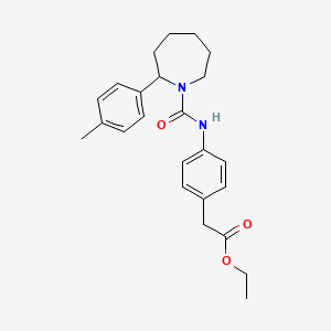 Ethyl 2-(4-{[2-(4-methylphenyl)azepane-1-carbonyl]amino}phenyl)acetate