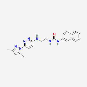 molecular formula C22H23N7O B4497227 N-(2-{[6-(3,5-dimethyl-1H-pyrazol-1-yl)-3-pyridazinyl]amino}ethyl)-N'-2-naphthylurea 