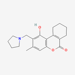 molecular formula C19H23NO3 B4497238 1-HYDROXY-3-METHYL-2-[(PYRROLIDIN-1-YL)METHYL]-6H,7H,8H,9H,10H-CYCLOHEXA[C]CHROMEN-6-ONE 