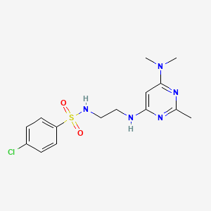 molecular formula C15H20ClN5O2S B4497248 4-chloro-N-(2-{[6-(dimethylamino)-2-methyl-4-pyrimidinyl]amino}ethyl)benzenesulfonamide 