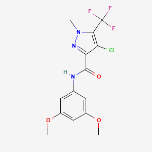 molecular formula C14H13ClF3N3O3 B4497250 4-chloro-N-(3,5-dimethoxyphenyl)-1-methyl-5-(trifluoromethyl)-1H-pyrazole-3-carboxamide 