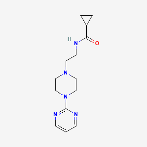 molecular formula C14H21N5O B4497265 N-{2-[4-(2-Pyrimidinyl)piperazino]ethyl}-1-cyclopropanecarboxamide 