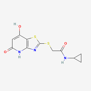 molecular formula C11H11N3O3S2 B4497459 N-cyclopropyl-2-[(7-hydroxy-5-oxo-4,5-dihydro[1,3]thiazolo[4,5-b]pyridin-2-yl)thio]acetamide 