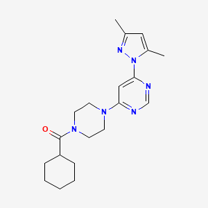 molecular formula C20H28N6O B4497467 4-[4-(cyclohexylcarbonyl)-1-piperazinyl]-6-(3,5-dimethyl-1H-pyrazol-1-yl)pyrimidine 