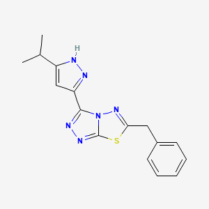 molecular formula C16H16N6S B4497489 6-benzyl-3-(3-isopropyl-1H-pyrazol-5-yl)[1,2,4]triazolo[3,4-b][1,3,4]thiadiazole 