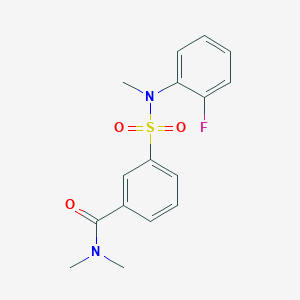 molecular formula C16H17FN2O3S B4497500 3-{[(2-fluorophenyl)(methyl)amino]sulfonyl}-N,N-dimethylbenzamide 