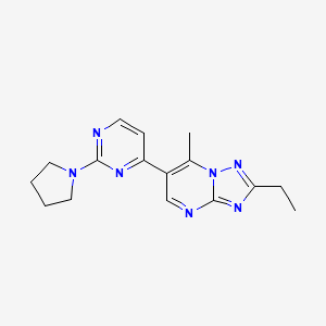 molecular formula C16H19N7 B4497561 2-ethyl-7-methyl-6-[2-(1-pyrrolidinyl)-4-pyrimidinyl][1,2,4]triazolo[1,5-a]pyrimidine 