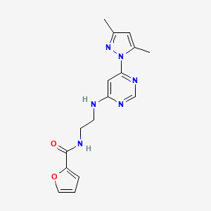 molecular formula C16H18N6O2 B4497583 N-(2-{[6-(3,5-dimethyl-1H-pyrazol-1-yl)-4-pyrimidinyl]amino}ethyl)-2-furamide 