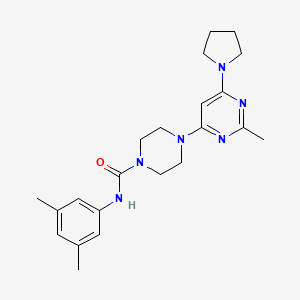 molecular formula C22H30N6O B4497622 N-(3,5-Dimethylphenyl)-4-[2-methyl-6-(pyrrolidin-1-YL)pyrimidin-4-YL]piperazine-1-carboxamide 