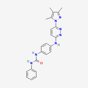 molecular formula C23H23N7O B4497639 N-phenyl-N'-(4-{[6-(3,4,5-trimethyl-1H-pyrazol-1-yl)-3-pyridazinyl]amino}phenyl)urea 