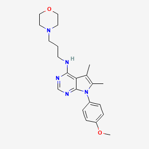 molecular formula C22H29N5O2 B4497647 N-[7-(4-METHOXYPHENYL)-5,6-DIMETHYL-7H-PYRROLO[2,3-D]PYRIMIDIN-4-YL]-N-(3-MORPHOLINOPROPYL)AMINE 