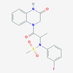 molecular formula C18H18FN3O4S B4497660 N-(3-FLUOROPHENYL)-N-[1-OXO-1-(3-OXO-1,2,3,4-TETRAHYDROQUINOXALIN-1-YL)PROPAN-2-YL]METHANESULFONAMIDE 