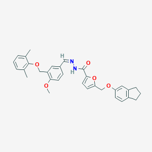 molecular formula C32H32N2O5 B449768 5-[(2,3-dihydro-1H-inden-5-yloxy)methyl]-N'-{3-[(2,6-dimethylphenoxy)methyl]-4-methoxybenzylidene}-2-furohydrazide 