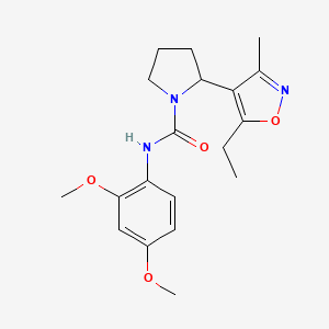 molecular formula C19H25N3O4 B4497681 N-(2,4-dimethoxyphenyl)-2-(5-ethyl-3-methyl-1,2-oxazol-4-yl)pyrrolidine-1-carboxamide 