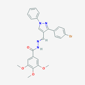 molecular formula C26H23BrN4O4 B449769 N'-{[3-(4-bromophenyl)-1-phenyl-1H-pyrazol-4-yl]methylene}-3,4,5-trimethoxybenzohydrazide 