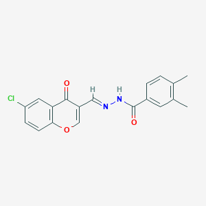 molecular formula C19H15ClN2O3 B449771 N'-[(6-chloro-4-oxo-4H-chromen-3-yl)methylene]-3,4-dimethylbenzohydrazide 