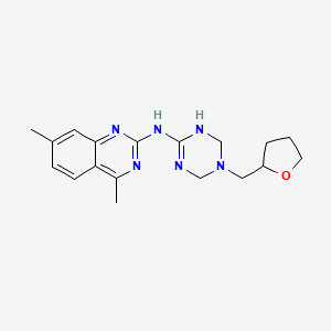 4,7-dimethyl-N-[5-(tetrahydrofuran-2-ylmethyl)-1,4,5,6-tetrahydro-1,3,5-triazin-2-yl]quinazolin-2-amine