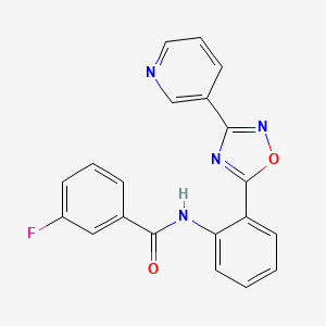 3-fluoro-N-{2-[3-(3-pyridinyl)-1,2,4-oxadiazol-5-yl]phenyl}benzamide