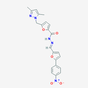 molecular formula C22H19N5O5 B449782 5-[(3,5-dimethyl-1H-pyrazol-1-yl)methyl]-N'-[(5-{4-nitrophenyl}-2-furyl)methylene]-2-furohydrazide 