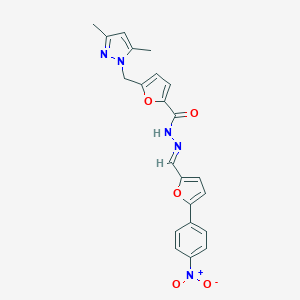 molecular formula C22H19N5O5 B449782 5-[(3,5-DIMETHYL-1H-PYRAZOL-1-YL)METHYL]-N'-{(E)-1-[5-(4-NITROPHENYL)-2-FURYL]METHYLIDENE}-2-FUROHYDRAZIDE 