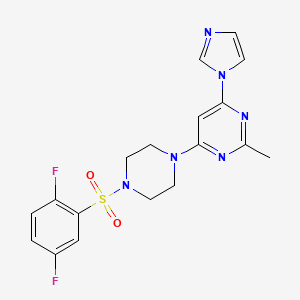 molecular formula C18H18F2N6O2S B4497844 4-{4-[(2,5-difluorophenyl)sulfonyl]-1-piperazinyl}-6-(1H-imidazol-1-yl)-2-methylpyrimidine 