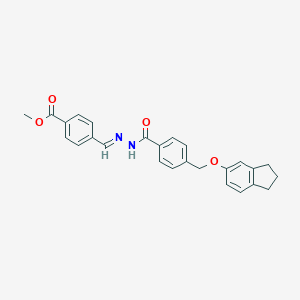 molecular formula C26H24N2O4 B449787 methyl 4-{(E)-[2-({4-[(2,3-dihydro-1H-inden-5-yloxy)methyl]phenyl}carbonyl)hydrazinylidene]methyl}benzoate 